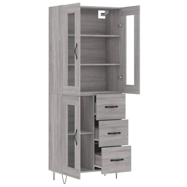 vidaXL Skř&iacute;ň highboard &scaron;ed&aacute; sonoma 69,5 x 34 x 180 cm kompozitn&iacute; dřevo