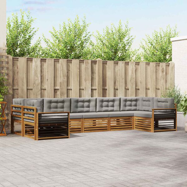 vidaXL Venkovn&iacute; pohovkov&aacute; souprava 7 pcs Př&iacute;rodn&iacute; a světle &scaron;ed&aacute;