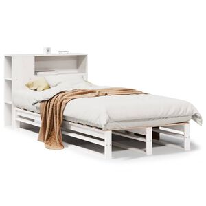 vidaXL Postel s knihovnou bez matrace b&iacute;l&aacute; 75 x 190 cm masivn&iacute; dřevo