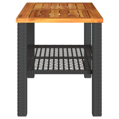 vidaXL Zahradní stolek černý 70 x 38 x 42 cm polyratan akáciové dřevo