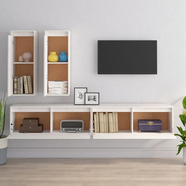 vidaXL TV skříňky 4 ks bílé masivní borové dřevo