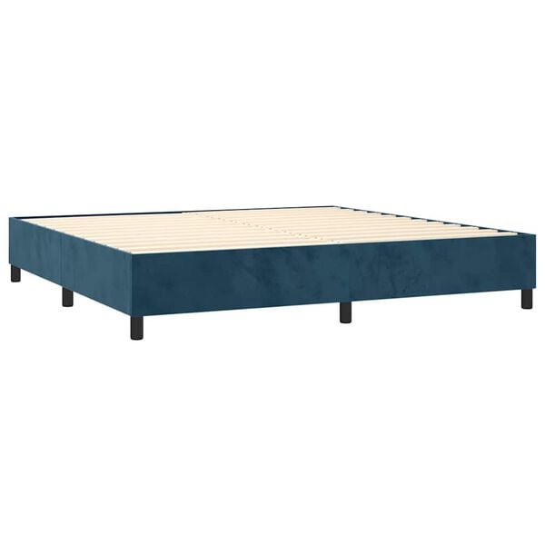 vidaXL Box spring postel s matrac&iacute; tmavě modr&aacute; 200x200 cm samet