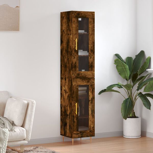 vidaXL Skř&iacute;ň highboard kouřov&yacute; dub 34,5 x 34 x 180 cm kompozitn&iacute; dřevo