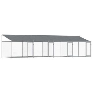 vidaXL Klec pro psy se střechou a dv&iacute;řky &scaron;ed&aacute; 8x2x2 m pozinkovan&aacute; ocel