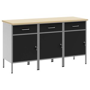 vidaXL Pracovn&iacute; skř&iacute;ň se z&aacute;suvkou 3 ks Čern&aacute; a &scaron;ed&aacute; 150 x 55 x 85 cm