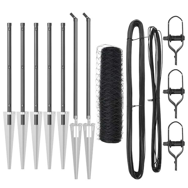 vidaXL Plotov&yacute; sloupek. &Scaron;ed&aacute; 10 x 0,5 m (50 mm s&iacute;ť) Ocel a PVC