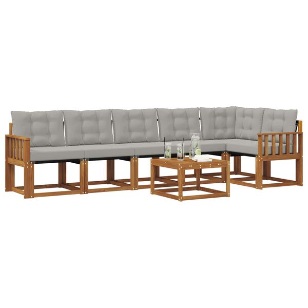 vidaXL Venkovn&iacute; pohovkov&aacute; souprava 7 pcs Př&iacute;rodn&iacute; a světle &scaron;ed&aacute;