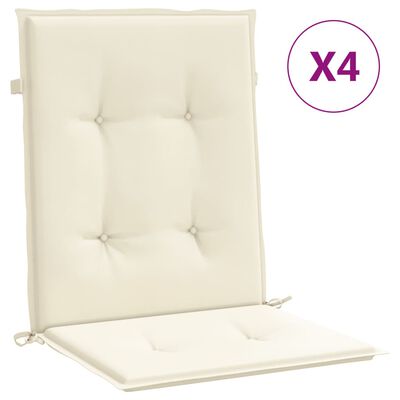 vidaXL Podušky na židli nízké opěradlo 4 ks krémové 100x50x3 cm oxford
