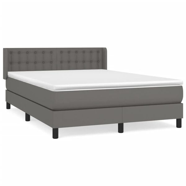 vidaXL Box spring postel s matrac&iacute; &scaron;ed&aacute; 140 x 190 cm uměl&aacute; kůže