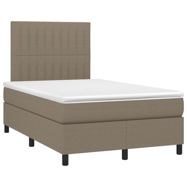 vidaXL Box spring postel s matrac&iacute; a LED taupe 120x190 cm textil