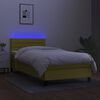 vidaXL Box spring postel s matrac&iacute; a LED zelen&aacute; 90x190 cm textil