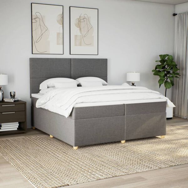 vidaXL Box spring postel s matrac&iacute; taupe 200x200 cm textil