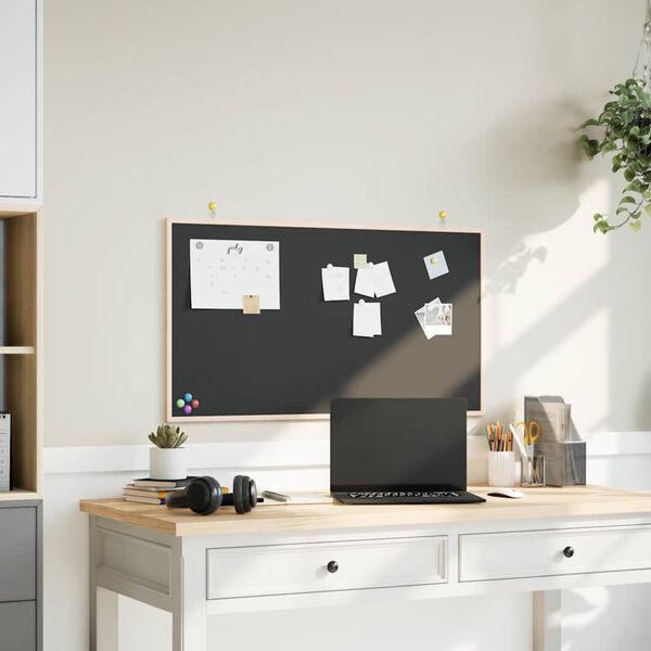 vidaXL Kř&iacute;dov&aacute; tabule s r&aacute;mem z masivn&iacute;ho borovicov&eacute;ho dřeva čern&aacute; 100 x 55 cm