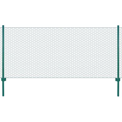 vidaXL Drátěný plot se sloupky ocel 25 x 0,5 m zelený