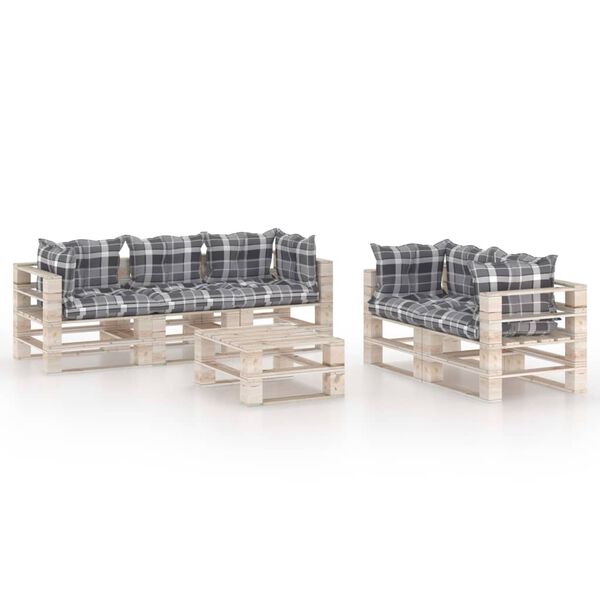 vidaXL 6d&iacute;ln&aacute; zahradn&iacute; sedac&iacute; souprava z palet s podu&scaron;kami borovice