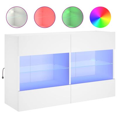vidaXL Nástěnná TV skříňka s LED osvětlením bílá 98,5 x 30 x 60,5 cm