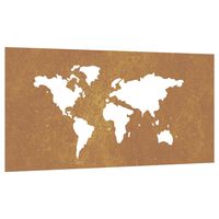 vidaXL Zahradní nástěnná dekorace 105x55 cm cortenová ocel Mapa světa