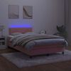 vidaXL Box spring postel s matrac&iacute; a LED růžov&aacute; 120 x 190 cm samet