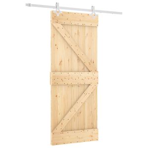 vidaXL Posuvn&eacute; dveře Př&iacute;rodn&iacute; a b&iacute;l&aacute; 85 x 210 cm Masivn&iacute; borov&eacute; dřevo