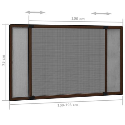 vidaXL Posuvná síťka proti hmyzu do okna hnědá (100–193) x 75 cm