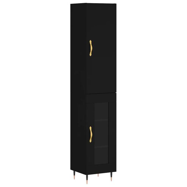 vidaXL Skř&iacute;ň highboard čern&aacute; 34,5 x 34 x 180 cm kompozitn&iacute; dřevo