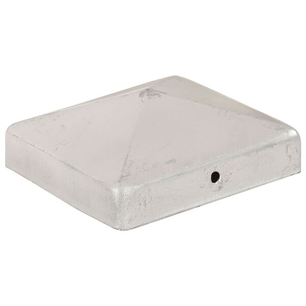 vidaXL Krytky na plotové sloupky stříška 6 ks pozinkovaný kov 91x91 mm