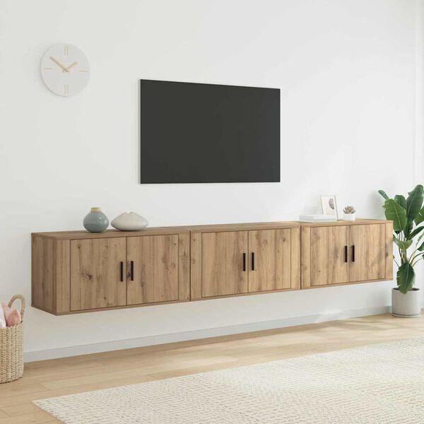 vidaXL N&aacute;stěnn&yacute; TV skř&iacute;ňov&yacute; set 3 pcs Artisanov&yacute; dub 80 x 34,5 x 40 cm