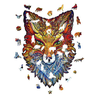 UNIDRAGON 308dílné dřevěné puzzle Fiery Fox King Size 27 x 40 cm