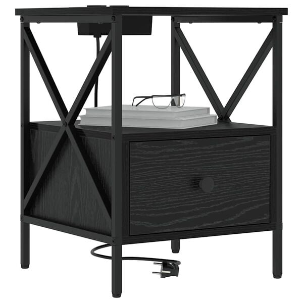 vidaXL Nočn&iacute; skř&iacute;ňka Čern&yacute; dub 41,5 x 40,5 x 55 cm kompozitn&iacute; dřevo