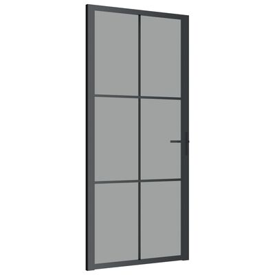vidaXL Interiérové dveře 93 x 201,5 cm černé ESG sklo a hliník