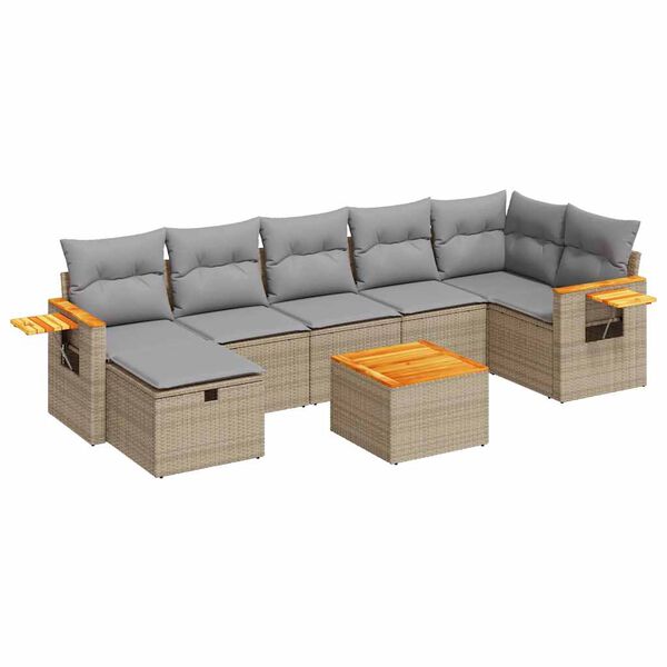 vidaXL 7d&iacute;ln&aacute; zahradn&iacute; sedac&iacute; souprava s podu&scaron;kami b&eacute;žov&aacute; polyratan