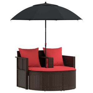 vidaXL Zahradn&iacute; sofa Hněd&aacute; a červen&aacute; 168 x 168 x 180 cm polyratan
