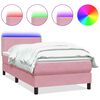 vidaXL Box spring postel s matrac&iacute; a LED čern&aacute; 100x220 cm Růžov&yacute;