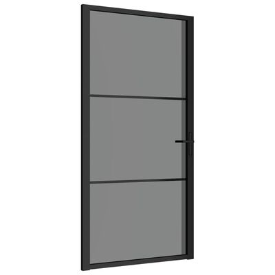 vidaXL Interiérové dveře 102,5 x 201,5 cm černé ESG sklo a hliník