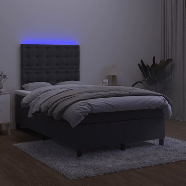 vidaXL Box spring postel s matrac&iacute; a LED čern&aacute; 120x200 cm samet