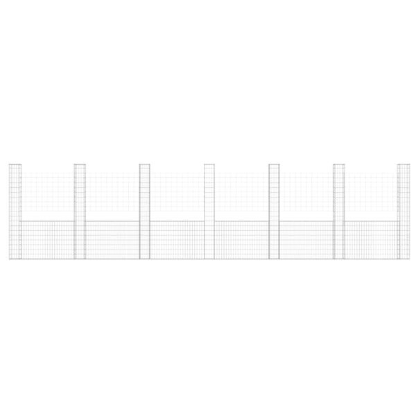 vidaXL Gabionový koš ve tvaru U se 7 sloupky železo 740 x 20 x 200 cm