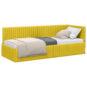 vidaXL Rohov&yacute; r&aacute;m postele s čelo Žlut&aacute; 80 cm x 200 cm samet