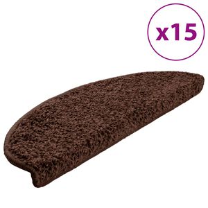 vidaXL Schodov&eacute; rohože 15 ks 65 x 21 x 4 cm hněd&eacute;, půlkulat&eacute;, velk&eacute;