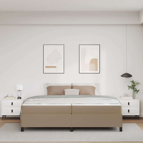 vidaXL R&aacute;m postele s matrac&iacute; Cappuccino 200 x 200 cm textil