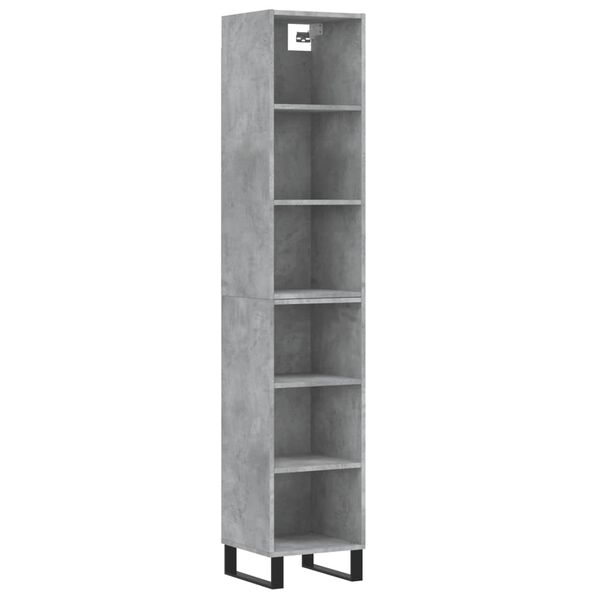 vidaXL Skř&iacute;ň highboard betonově &scaron;ed&aacute; 34,5x32,5x180 cm kompozitn&iacute; dřevo