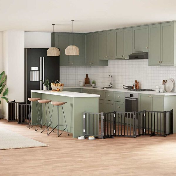 vidaXL Z&aacute;brana pro psy s dv&iacute;řky skl&aacute;dac&iacute; 15 panelů čern&aacute; 750 cm topol