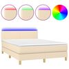 vidaXL Box spring postel s matrac&iacute; a LED kr&eacute;mov&aacute; 140x200 cm textil