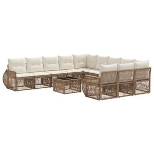 vidaXL Sada zahradn&iacute;ch pohovek 12 pcs Beige a kr&eacute;mov&aacute; b&iacute;l&aacute; polyratan