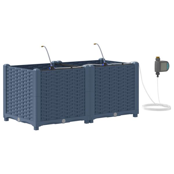 vidaXL Zahradn&iacute; pěstebn&iacute;k 2 pcs &Scaron;ed&yacute; 80 x 40 x 37,5 cm Plast