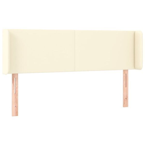 vidaXL Čelo postele s LED kr&eacute;mov&eacute; 147 x 16 x 78/88 cm uměl&aacute; kůže