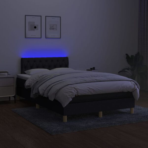 vidaXL Box spring postel s matrac&iacute; a LED čern&aacute; 120 x 200 cm textil