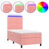 vidaXL Box spring postel s matrac&iacute; a LED růžov&aacute; 90x190 cm samet