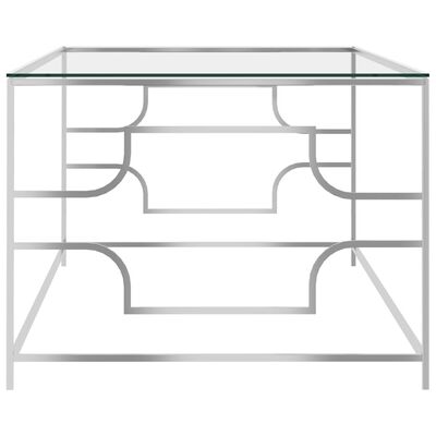 vidaXL Konferenční stolek stříbrný 120x60x45 cm nerezová ocel a sklo