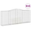 vidaXL Klenut&eacute; gabionov&eacute; ko&scaron;e 15ks 400x50x160/180cm pozinkovan&eacute; železo