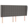 vidaXL Čelo postele typu u&scaron;&aacute;k tmavě &scaron;ed&aacute; 183x23x118/128 cm uměl&aacute; kůže